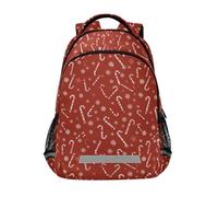 Kcldeci Kids Backpack for Girls Boys Candy Cane Designs on A Red School Backpacks Elementary Bookbags School Book Bag Travel Daypack