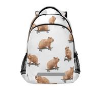 Kcldeci Kids Backpack for Girls Boys Capybaras Skateboard School Backpacks Elementary Bookbags School Book Bag Travel Daypack