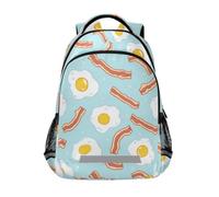 Kcldeci Kids Backpack for Girls Boys Cartoon Bacon and Eggs School Backpacks Elementary Bookbags School Book Bag Travel Daypack
