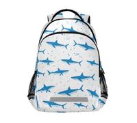 Kcldeci Kids Backpack for Girls Boys Cartoon Blue Sharks School Backpacks Elementary Bookbags School Book Bag Travel Daypack