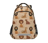 Kcldeci Kids Backpack for Girls Boys Cartoon Lion and Cheetah School Backpacks Elementary Bookbags School Book Bag Travel Daypack