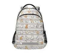 Kcldeci Kids Backpack for Girls Boys Cats in Various Poses School Backpacks Elementary Bookbags School Book Bag Travel Daypack