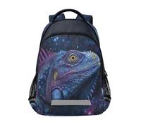 Kcldeci Kids Backpack for Girls Boys Chameleon Galaxy School Backpacks Elementary Bookbags School Book Bag Travel Daypack