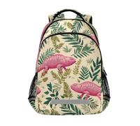 Kcldeci Kids Backpack for Girls Boys Chameleon Palm Leaves School Backpacks Elementary Bookbags School Book Bag Travel Daypack