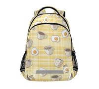 Kcldeci Kids Backpack for Girls Boys Coffee Cups and Fried Eggs School Backpacks Elementary Bookbags School Book Bag Travel Daypack
