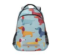 Kcldeci Kids Backpack for Girls Boys Colorful Dachshund Dog School Backpacks Elementary Bookbags School Book Bag Travel Daypack
