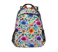 Kcldeci Kids Backpack for Girls Boys Colorful Mexican Floral School Backpacks Elementary Bookbags School Book Bag Travel Daypack