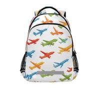 Kcldeci Kids Backpack for Girls Boys Colorful Planes on White School Backpacks Elementary Bookbags School Book Bag Travel Daypack