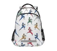 Kcldeci Kids Backpack for Girls Boys Colorful Rangers on White School Backpacks Elementary Bookbags School Book Bag Travel Daypack