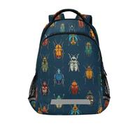 Kcldeci Kids Backpack for Girls Boys Cool Bugs Insect Blue School Backpacks Elementary Bookbags School Book Bag Travel Daypack