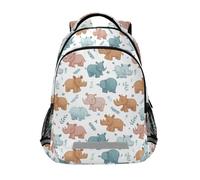 Kcldeci Kids Backpack for Girls Boys Cute Animals Rhino School Backpacks Elementary Bookbags School Book Bag Travel Daypack