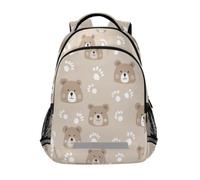 Kcldeci Kids Backpack for Girls Boys Cute Bear Face Footprints School Backpacks Elementary Bookbags School Book Bag Travel Daypack
