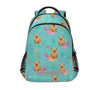 Kcldeci Kids Backpack for Girls Boys Cute Capybara Mermaid School Backpacks Elementary Bookbags School Book Bag Travel Daypack