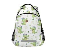 Kcldeci Kids Backpack for Girls Boys Cute Crocodiles Playing Baseball School Backpacks Elementary Bookbags School Book Bag Travel Daypack