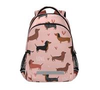 Kcldeci Kids Backpack for Girls Boys Cute Dachshund Love School Backpacks Elementary Bookbags School Book Bag Travel Daypack