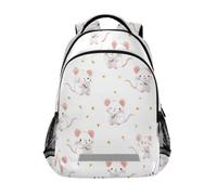 Kcldeci Kids Backpack for Girls Boys Cute Mouse on White School Backpacks Elementary Bookbags School Book Bag Travel Daypack