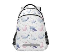 Kcldeci Kids Backpack for Girls Boys Cute Narwhals School Backpacks Elementary Bookbags School Book Bag Travel Daypack