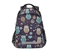 Kcldeci Kids Backpack for Girls Boys Cute Owls and Flowers School Backpacks Elementary Bookbags School Book Bag Travel Daypack