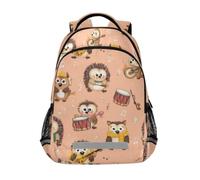 Kcldeci Kids Backpack for Girls Boys Cute Owls and Hedgehogs School Backpacks Elementary Bookbags School Book Bag Travel Daypack