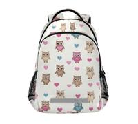 Kcldeci Kids Backpack for Girls Boys Cute Owls with Hearts School Backpacks Elementary Bookbags School Book Bag Travel Daypack