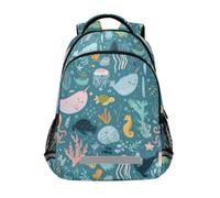 Kcldeci Kids Backpack for Girls Boys Cute Sea Creatures Narwhals School Backpacks Elementary Bookbags School Book Bag Travel Daypack