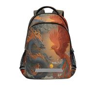 Kcldeci Kids Backpack for Girls Boys Dragon and A Phoenix School Backpacks Elementary Bookbags School Book Bag Travel Daypack