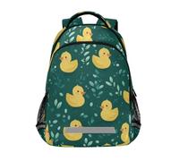 Kcldeci Kids Backpack for Girls Boys Ducky and Green Leaves School Backpacks Elementary Bookbags School Book Bag Travel Daypack
