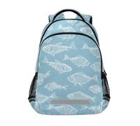 Kcldeci Kids Backpack for Girls Boys Fish Bones School Backpacks Elementary Bookbags School Book Bag Travel Daypack