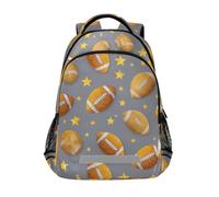 Kcldeci Kids Backpack for Girls Boys Football and Star Gray School Backpacks Elementary Bookbags School Book Bag Travel Daypack