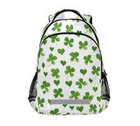 Kcldeci Kids Backpack for Girls Boys Four Leaf Clover Heart School Backpacks Elementary Bookbags School Book Bag Travel Daypack