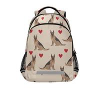 Kcldeci Kids Backpack for Girls Boys German Shepherds Heart School Backpacks Elementary Bookbags School Book Bag Travel Daypack