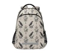 Kcldeci Kids Backpack for Girls Boys Gothic Crows Skulls School Backpacks Elementary Bookbags School Book Bag Travel Daypack