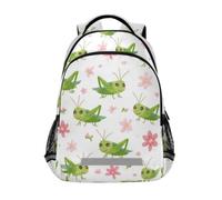 Kcldeci Kids Backpack for Girls Boys Grasshoppers and Flowers School Backpacks Elementary Bookbags School Book Bag Travel Daypack