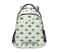 Kcldeci Kids Backpack for Girls Boys Green Aliens and Ufos School Backpacks Elementary Bookbags School Book Bag Travel Daypack