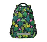 Kcldeci Kids Backpack for Girls Boys Green Cacti and Colorful Succulents School Backpacks Elementary Bookbags School Book Bag Travel Daypack