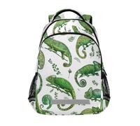 Kcldeci Kids Backpack for Girls Boys Green Chameleons and Lizards School Backpacks Elementary Bookbags School Book Bag Travel Daypack