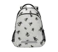 Kcldeci Kids Backpack for Girls Boys Grey Bumble Bees School Backpacks Elementary Bookbags School Book Bag Travel Daypack