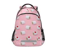 Kcldeci Kids Backpack for Girls Boys Hay Bales Red Heart School Backpacks Elementary Bookbags School Book Bag Travel Daypack