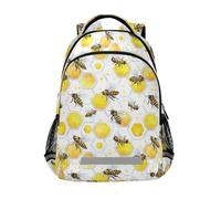 Kcldeci Kids Backpack for Girls Boys Honeycomb Pattern with Bees School Backpacks Elementary Bookbags School Book Bag Travel Daypack