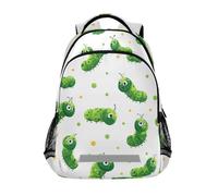 Kcldeci Kids Backpack for Girls Boys Hungry Green Caterpillar School Backpacks Elementary Bookbags School Book Bag Travel Daypack