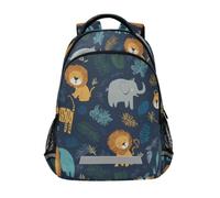 Kcldeci Kids Backpack for Girls Boys Lions Tigers and Elephants School Backpacks Elementary Bookbags School Book Bag Travel Daypack