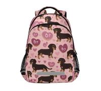 Kcldeci Kids Backpack for Girls Boys Love Donut Dachshund Heart 67 School Backpacks Elementary Bookbags School Book Bag Travel Daypack