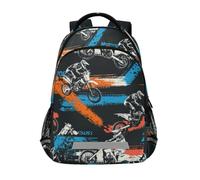 Kcldeci Kids Backpack for Girls Boys Motocross Pattern Design School Backpacks Elementary Bookbags School Book Bag Travel Daypack