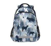Kcldeci Kids Backpack for Girls Boys Orest Animals Silhouettes School Backpacks Elementary Bookbags School Book Bag Travel Daypack