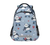 Kcldeci Kids Backpack for Girls Boys Panda Doing Sports School Backpacks Elementary Bookbags School Book Bag Travel Daypack