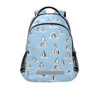 Kcldeci Kids Backpack for Girls Boys Penguins Doing Yoga Poses School Backpacks Elementary Bookbags School Book Bag Travel Daypack