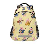 Kcldeci Kids Backpack for Girls Boys Pig Musicians School Backpacks Elementary Bookbags School Book Bag Travel Daypack