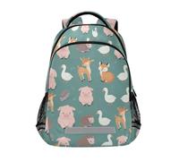 Kcldeci Kids Backpack for Girls Boys Piglets Geese Cows Sheep School Backpacks Elementary Bookbags School Book Bag Travel Daypack