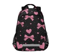 Kcldeci Kids Backpack for Girls Boys Pink Heart and Ribbon Bow1 School Backpacks Elementary Bookbags School Book Bag Travel Daypack