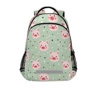 Kcldeci Kids Backpack for Girls Boys Pink Pig Head School Backpacks Elementary Bookbags School Book Bag Travel Daypack